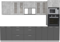 Кухонный гарнитур Интерлиния Мила 3.0 ВТ без столешницы (бетон/антрацит) - 