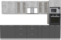 Кухонный гарнитур Интерлиния Мила 3.2 ВТ без столешницы (бетон/антрацит) - 