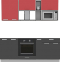 Кухонный гарнитур Интерлиния Мила 2.0 ВТ без столешницы (красный/антрацит) - 