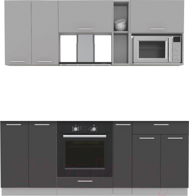 Готовая кухня Интерлиния Мила 2.0 ВТ без столешницы (серебристый/антрацит)