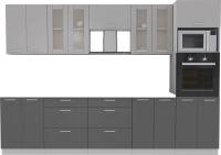 Кухонный гарнитур Интерлиния Мила 3.0 ВТ без столешницы (серебристый/антрацит) - 