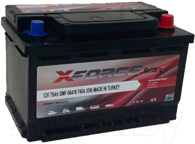 Автомобильный аккумулятор XFORCE 75 R 740A низкий / SMF-56418 (75 А/ч)