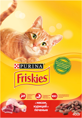 Сухой корм для кошек Friskies С мясом, курицей и печенью (400г)