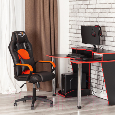 Кресло геймерское Tetchair Driver кожзам/ткань (черный/оранжевый)