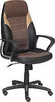 Кресло офисное Tetchair Inter кожзам/ткань (черный/коричневый/бронзовый) - 