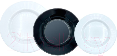 Набор тарелок Luminarc Plumi V2484 (18пр, черный/белый)
