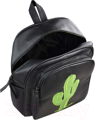 Школьный рюкзак Феникс+ Черный с кактусом / 48370