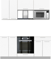 Кухонный гарнитур Интерлиния Мила 1.8 ВТ без столешницы (белый платинум/белый платинум) - 