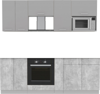 Кухонный гарнитур Интерлиния Мила 2.2 ВТ без столешницы (серебристый/бетон) - 