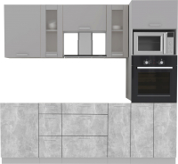 Кухонный гарнитур Интерлиния Мила 2.3 ВТ без столешницы (серебристый/бетон) - 