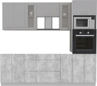 Кухонный гарнитур Интерлиния Мила 2.4 ВТ без столешницы (серебристый/бетон) - 