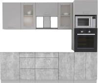 Кухонный гарнитур Интерлиния Мила 2.5 ВТ без столешницы (серебристый/бетон) - 