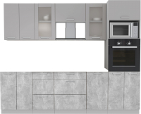 Кухонный гарнитур Интерлиния Мила 2.6 ВТ без столешницы (серебристый/бетон) - 