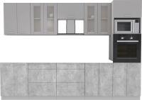 Готовая кухня Интерлиния Мила 3.0 ВТ без столешницы (серебристый/бетон) - 