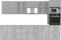 Кухонный гарнитур Интерлиния Мила 3.2 ВТ без столешницы (серебристый/бетон) - 