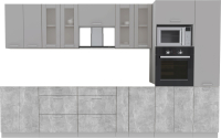 Кухонный гарнитур Интерлиния Мила 3.4 ВТ без столешницы (серебристый/бетон) - 