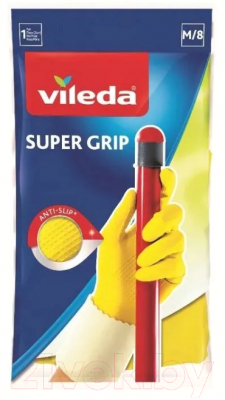 Перчатки хозяйственные Vileda Супер Грип с хлопком / 166777 (M)