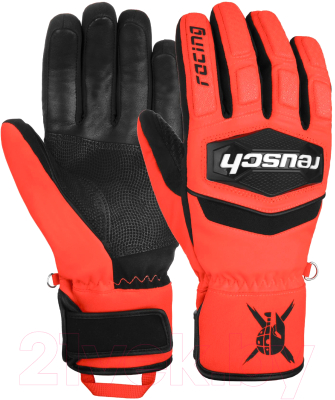 Перчатки лыжные Reusch Worldcup Warrior R-Tex Xt Junior / 6271233-7809 (р-р 4.5, Black/Fluo Red)