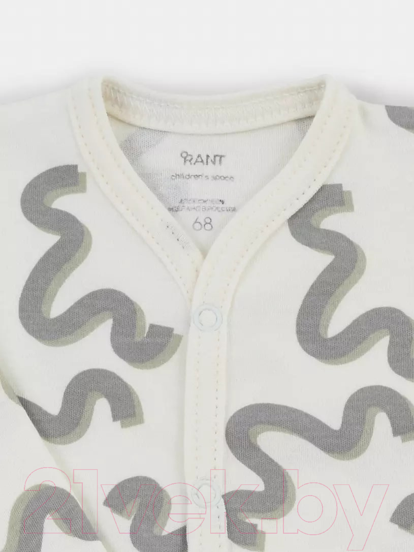 Боди для малышей Rant Hugs And Kisses с длинным рукавом / 6473/4-68 (Pattern Beige, р.68) — фото 2