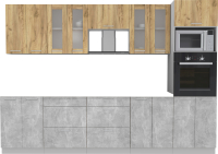 Готовая кухня Интерлиния Мила 3.0 ВТ без столешницы (дуб золотой/бетон) - 