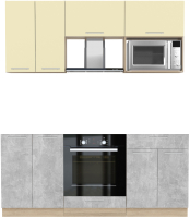 Кухонный гарнитур Интерлиния Мила 1.8 ВТ без столешницы (ваниль/бетон) - 