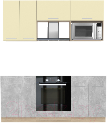 Кухонный гарнитур Интерлиния Мила 1.8 ВТ без столешницы (ваниль/бетон)