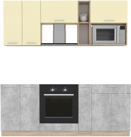 Кухонный гарнитур Интерлиния Мила 2.0 ВТ без столешницы (ваниль/бетон) - 