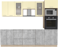 Кухонный гарнитур Интерлиния Мила 2.6 ВТ без столешницы (ваниль/бетон) - 