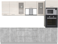 Кухонный гарнитур Интерлиния Мила 2.8 ВТ без столешницы (вудлайн кремовый/бетон) - 