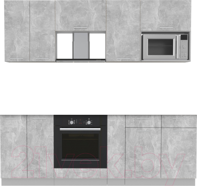 Кухонный гарнитур Интерлиния Мила 2.2 ВТ без столешницы (бетон/бетон)