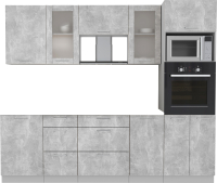 Кухонный гарнитур Интерлиния Мила 2.5 ВТ без столешницы (бетон/бетон) - 