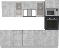 Готовая кухня Интерлиния Мила 2.6 ВТ без столешницы (бетон/бетон) - 