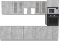 Готовая кухня Интерлиния Мила 3.0 ВТ без столешницы (бетон/бетон) - 