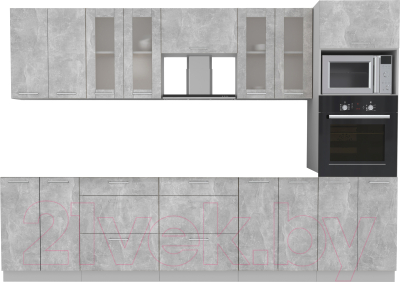 Готовая кухня Интерлиния Мила 3.0 ВТ без столешницы (бетон/бетон)