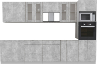 Кухонный гарнитур Интерлиния Мила 3.2 ВТ без столешницы (бетон/бетон) - 