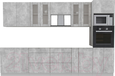 Готовая кухня Интерлиния Мила 3.2 ВТ без столешницы (бетон/бетон)