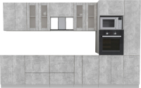Кухонный гарнитур Интерлиния Мила 3.4 ВТ без столешницы (бетон/бетон) - 