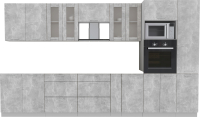 Кухонный гарнитур Интерлиния Мила 3.6 ВТ без столешницы (бетон/бетон) - 