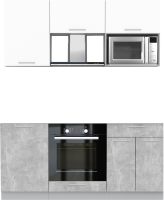 Кухонный гарнитур Интерлиния Мила 1.7 ВТ без столешницы (белый платинум/бетон) - 