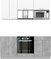 Кухонный гарнитур Интерлиния Мила 1.8 ВТ без столешницы (белый платинум/бетон) - 