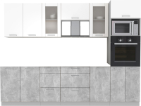 Кухонный гарнитур Интерлиния Мила 2.8 ВТ без столешницы (белый платинум/бетон) - 