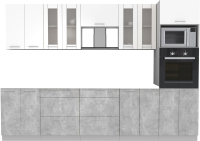 Кухонный гарнитур Интерлиния Мила 3.0 ВТ без столешницы (белый платинум/бетон) - 