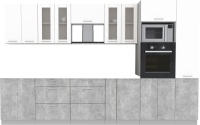 Кухонный гарнитур Интерлиния Мила 3.4 ВТ без столешницы (белый платинум/бетон) - 