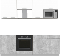 Кухонный гарнитур Интерлиния Мила 2.2 ВТ без столешницы (белый платинум/бетон) - 