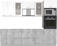 Кухонный гарнитур Интерлиния Мила 2.6 ВТ без столешницы (белый платинум/бетон) - 