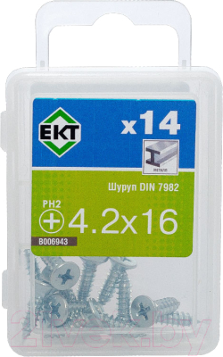 Шуруп ЕКТ 4.2x16 Потайная головка Шлиц PH DIN7982 / B006943 (14шт, цинк)