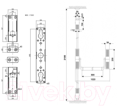 Ручка дверная Apecs PB-1700C-Panic-BL/Red (с тягами)