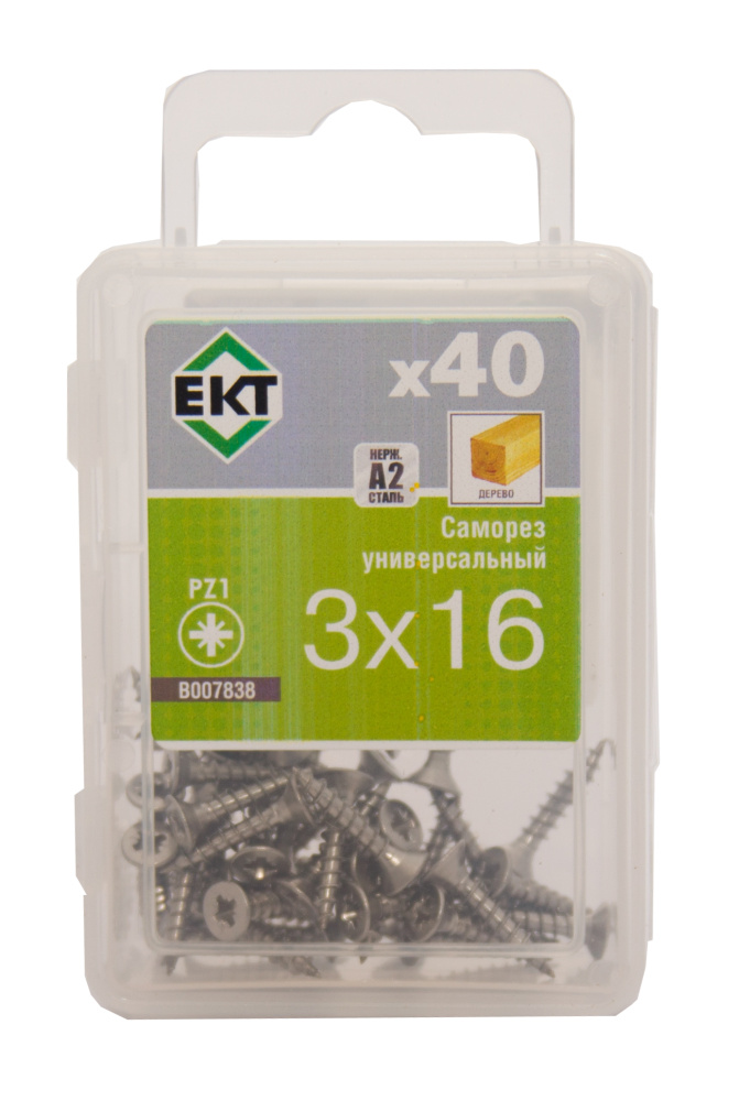 Саморез ЕКТ Универсальный 3.0x16 / B007838 (40шт, нержавеющая сталь)