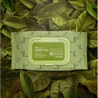Салфетки для снятия макияжа Tony Moly The Chok Chok Green Tea No-Wash Cleansing Tissue (100шт)