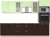 Кухонный гарнитур Интерлиния Мила 2.8 ВТ без столешницы (салатовый/дуб венге) - 